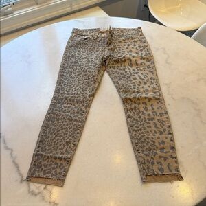NWOT Current/Elliott Tan Leopard-Print Skinny raw hem  Jeans